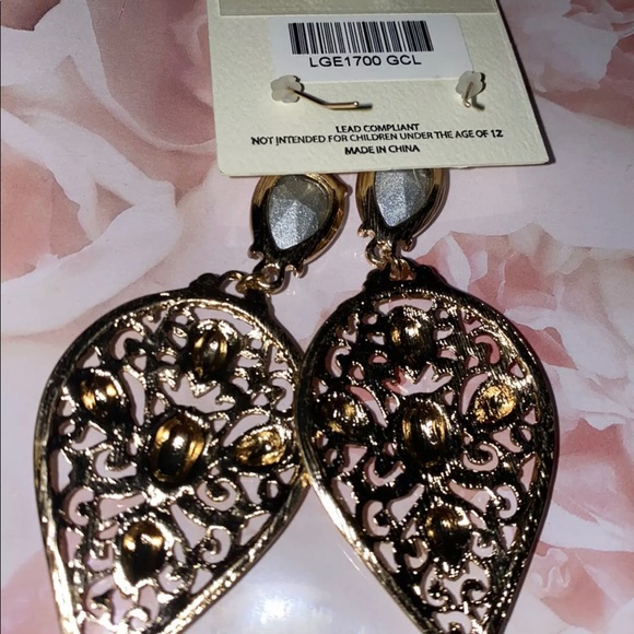 Mia Collection Gold Tone Dangle Earrings - Picture 2 of 4